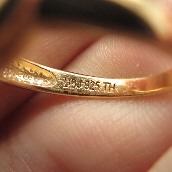 925 Sterling Silver Gold Plated Real Diamond Interlocked Hearts Ring Size 7.25 - Picture 7 of 9